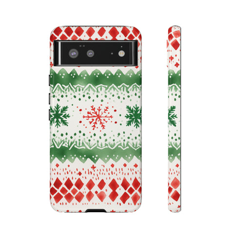 Watercolor Christmas Knitting - Impact Resistant Phone Case Google Pixel 6 Glossy